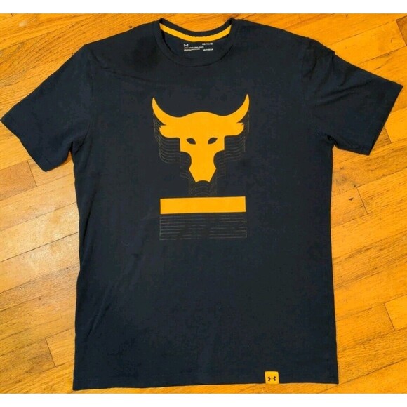 Under Armour Project Rock Above the Bar Mens Heatgear Navy Blue Tee Shirt Medium - Picture 2 of 7